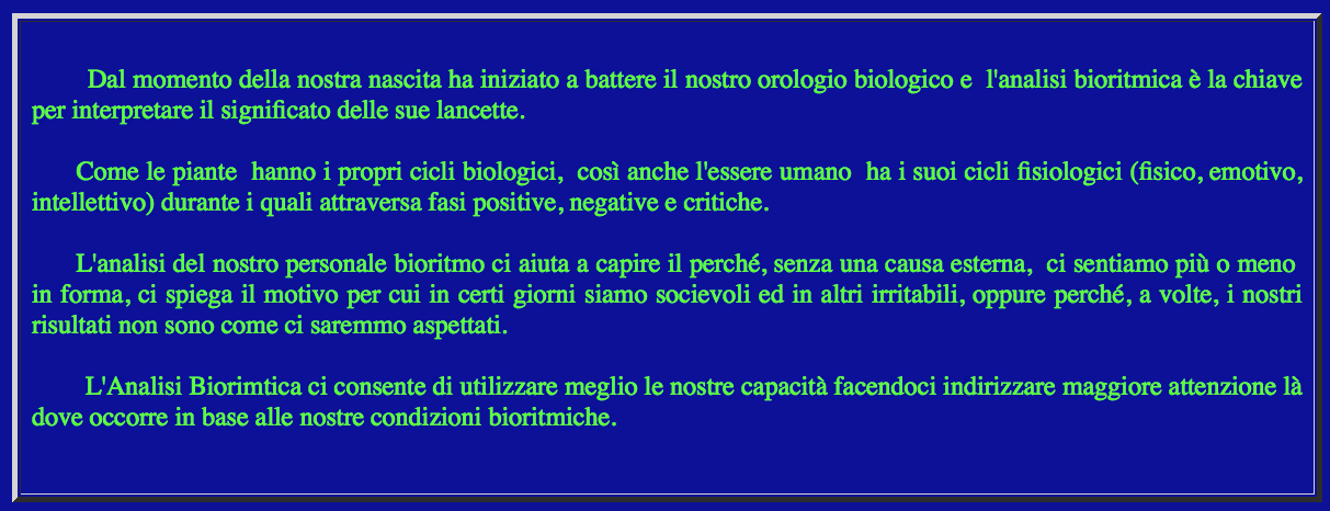 INTRODUZIONE AI BIORITMI